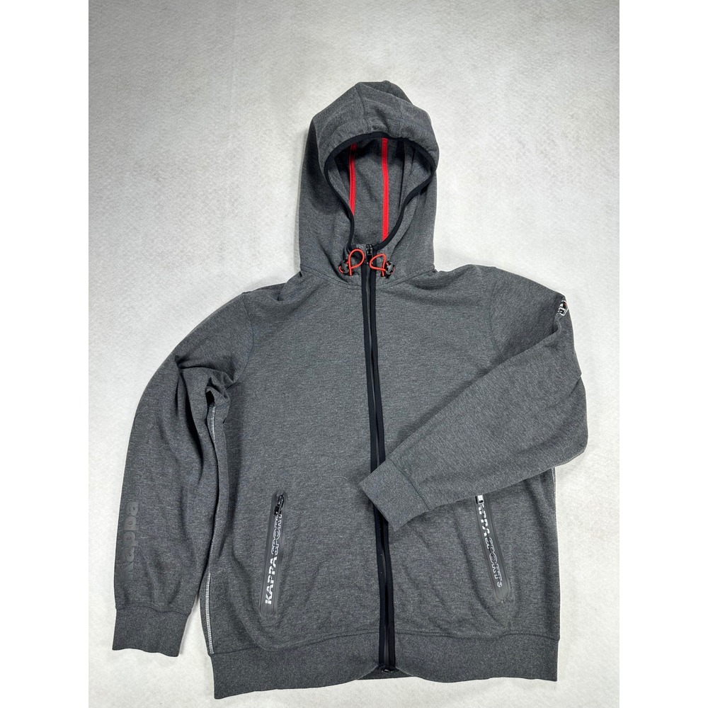 Kappa Sport Mens XL Full Zip Hoodie Gray Heathered Athletic Sweatshirt